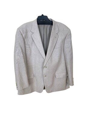 Versini Mens Beige Blazer 42R 100% Silk Two-Button Suit Jacket